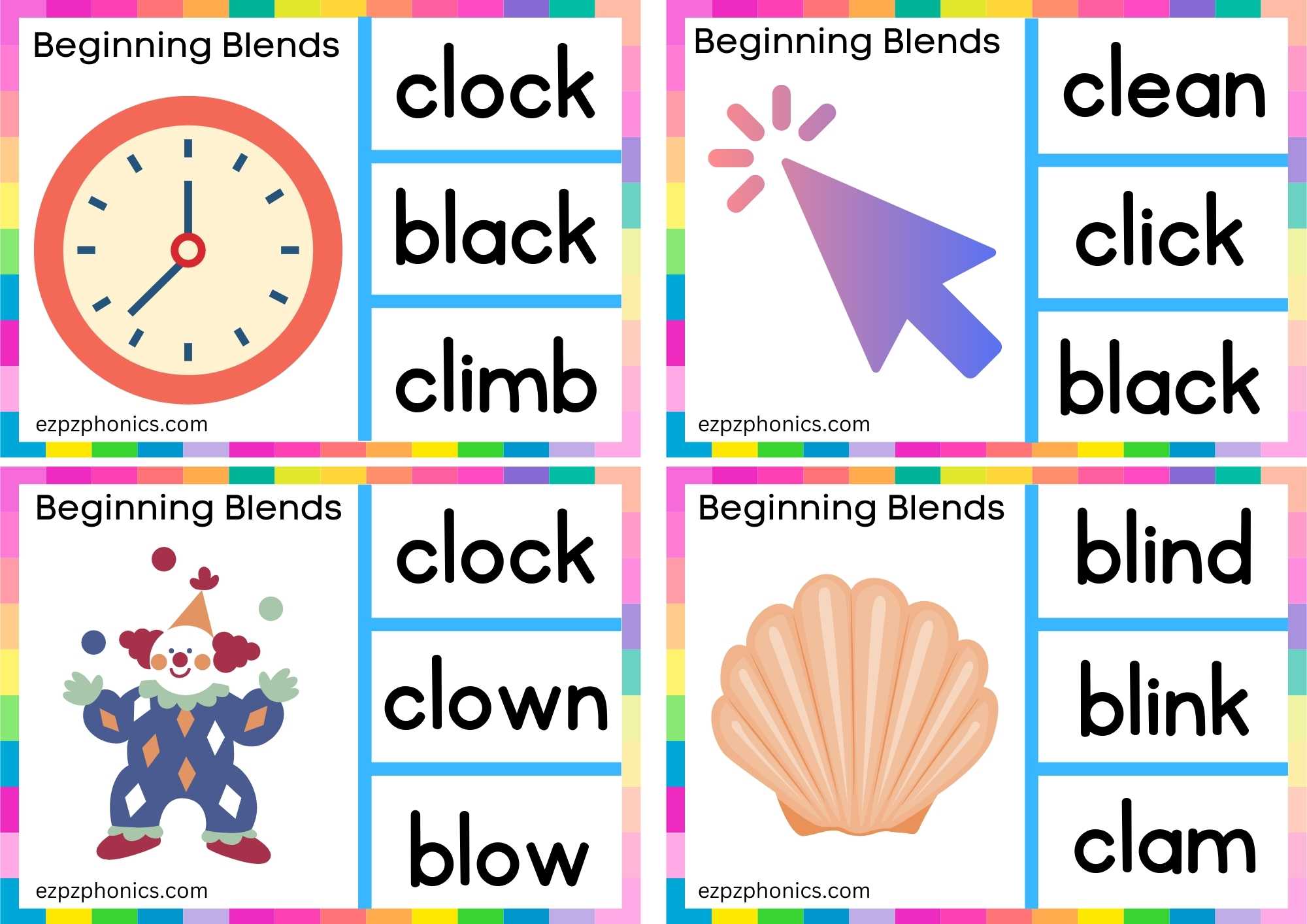 CL Beginning Blends Clip Cards Look At The Image And Clip The Correct Word Set 2